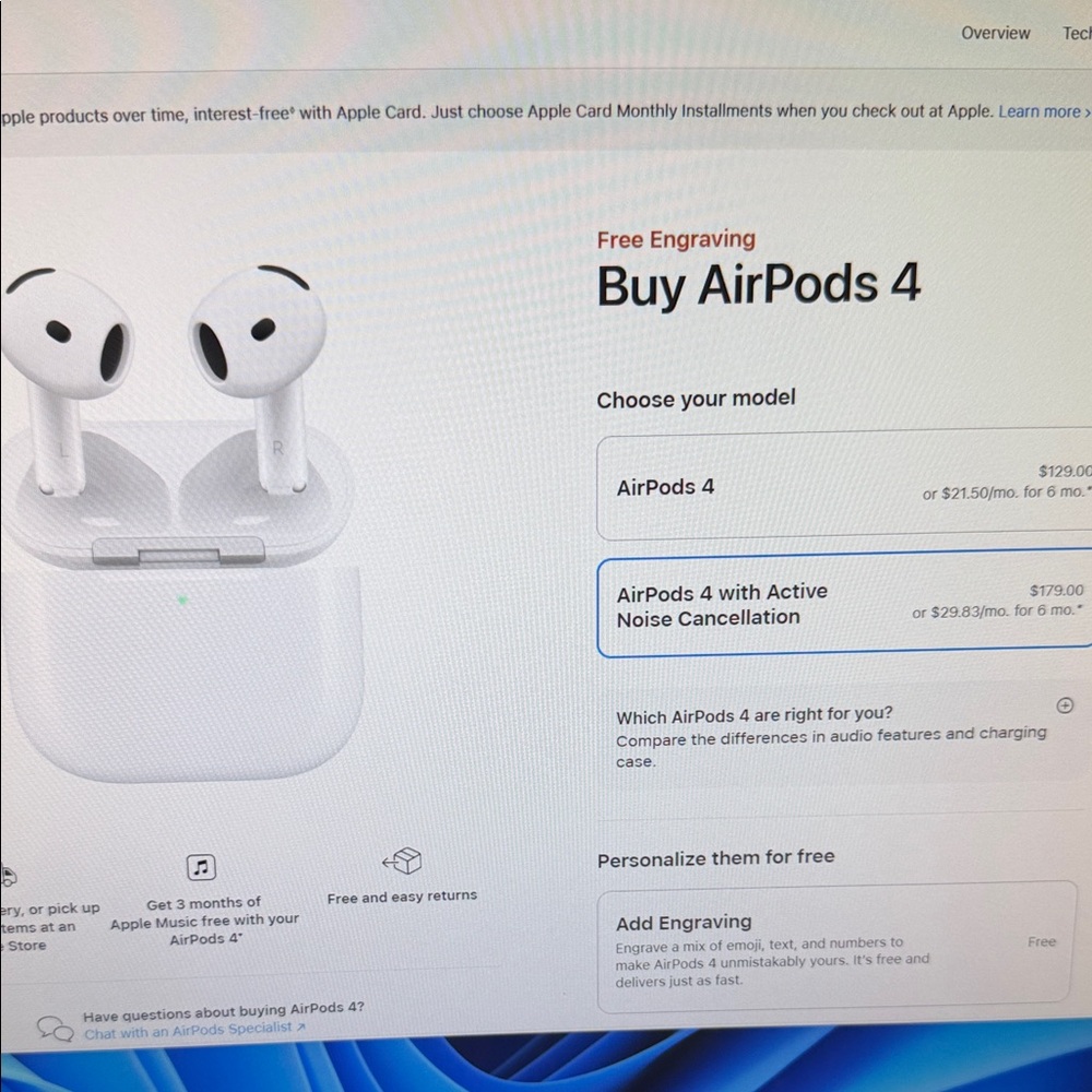 Apple AirPods 4 with active noise cancellation